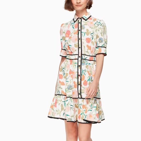Kate Spade Picnic Perfect Blossom Fluid Floral Shirtdress - Picture 1 of 16
